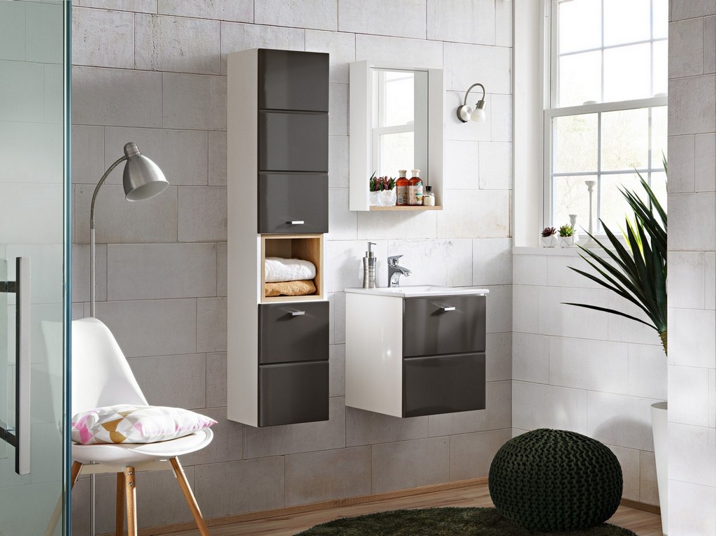 commad - Finka 800- 2D šedá kúpeľňová skrinka